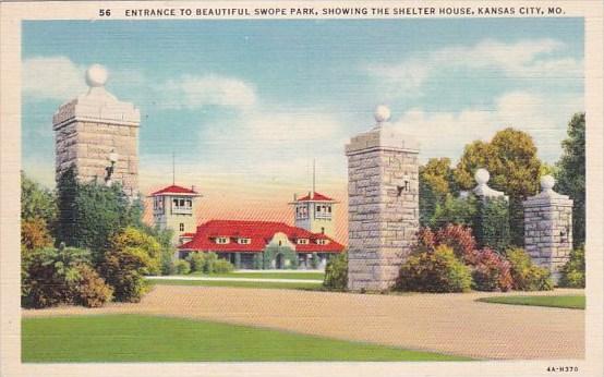 Entrance To Beautiful Swope Park Showing The Shelter House Kansas City New Ha...