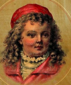 1880's Store Window Sign Prof. Horsford's Baking Powder Child Curly Hair 7D