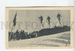 438107 Switzerland Davos sport Triple ski jump Vintage postcard