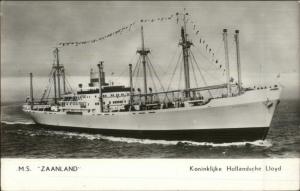 Koninklijke Hollandsche Lloyd Line Cargo Ship MS Zaanland Real Photo Postcard