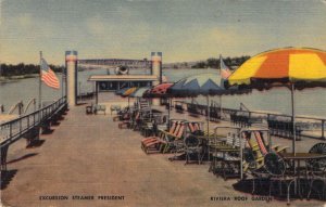 Linen Era Steamer,President,Riviera Roof,On The Mississippi River,Old Postcard