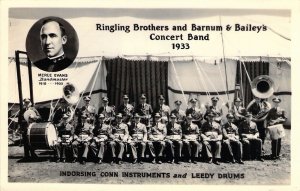 RPPC Real Photo, Circus, 1933 Ringling, Barnum Bailey Concert Band, Old Postcard