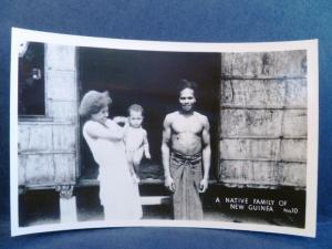 Postcard New Guinea Grogan RPPC Real Photo WW2 A Native Family of New Guinea