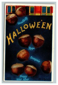 Vintage 1910's Ellen Clapsaddle Halloween Postcard Anthropomorphic Acorns - NICE