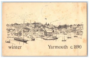 1982 Winter Yarmouth c1890 Ship Boats Harbor Portland Maine ME Posted Postcard