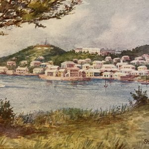 St George's Bermuda Shore Coast Boat City View Landscape Tucker VINTAGE ...