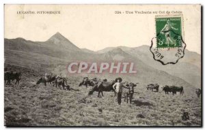 Old Postcard Cantal A cow barn at the neck of Cabre