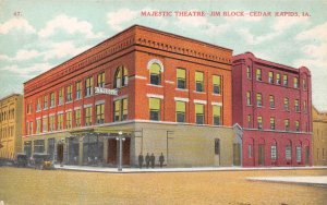 Cedar Rapids, IA Majestic Theatre Jim Block Street Scene Iowa Postcard ca 1910s