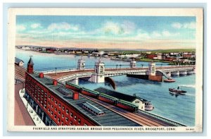 Fairfield And Stratford Avenue Bridge Peqounnock River Bridgeport CT Postcard 