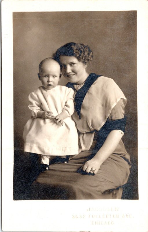 RPPC Mother Child Peter Cornelius 1 yr; Jacobsen Chicago Real Photo Postcard