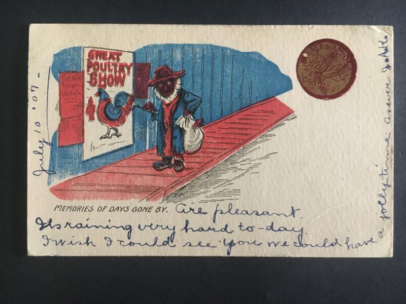 1907 Gainesville Texas Postcard Cover Black Americana Poultry Show Thief Memorys