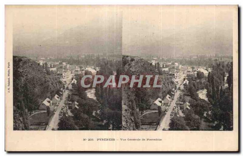 Stereoscopic Card - Pyrenees - Vue Generale Pierrefitte - Old Postcard