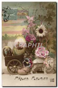 Old Postcard Fantasy Flowers Easter Easter