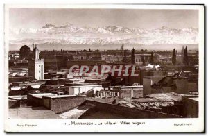 Old Postcard Marrakech City and Snowy & # 39Atlas