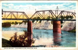 Meridian MS Mississippi 8 MILE BRIDGE~Tombigbee River RAILROAD? ca1920s Postcard
