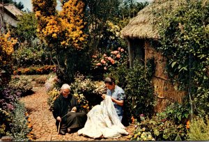 Portugal Madeira Locals Doing Embroidery and Spinning In A Country Garden