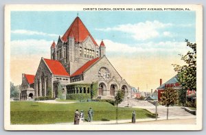 Pittsburgh Pennsylvania~Christs Church Exterior View~Ivy~Gothic Revival~1920s PC