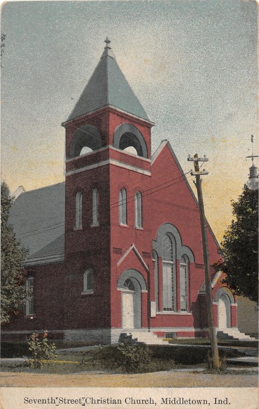 F60/ Middletown Indiana Postcard 1916 7th Street Christian Church