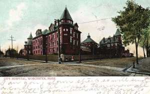 Vintage Postcard 1908 City Hospital Building Worcester Massachusetts Structure