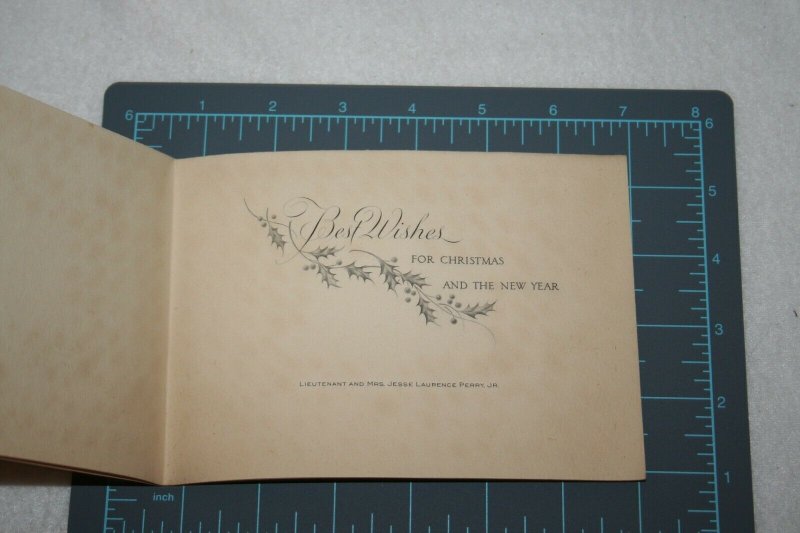 VINTAGE 1940s WWII ERA Christmas Greeting Holiday Card HORSE AND CARRIAGE