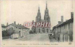 Old Postcard The Thorn (Marne) La Grande Rue and the Basilique Notre Dame
