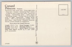 Ship~Cunard Princess & Stats On Back~Vintage Postcard 