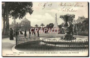 Old Postcard Nice La Jetee Promeande and Fountain Gardens Tritons