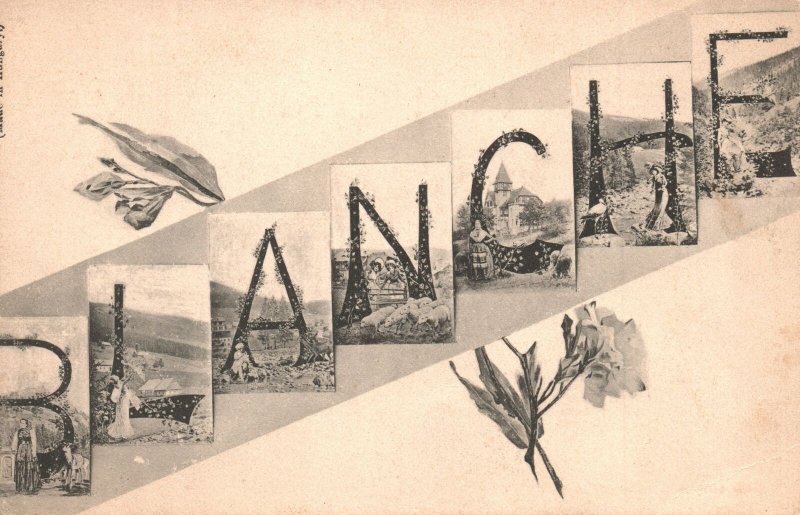 Vintage Postcard Blanche Letter Name Lettering Nature Photograph in Each Letter