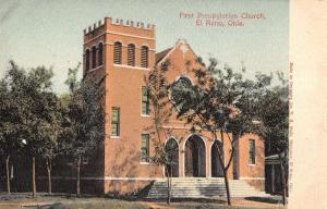 El Reno Oklahoma First Presbyterian Church Street View Antique Postcard K15372