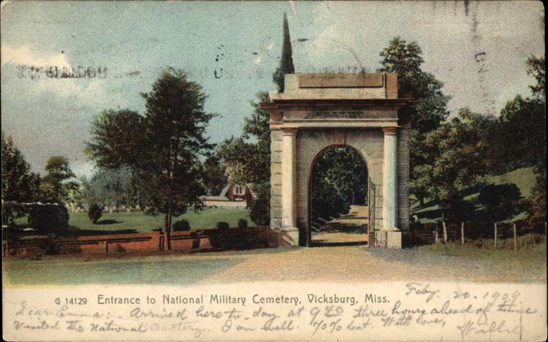 Vicksburg Mississippi MS National Military Cemetery c1910 Vintage Postcard