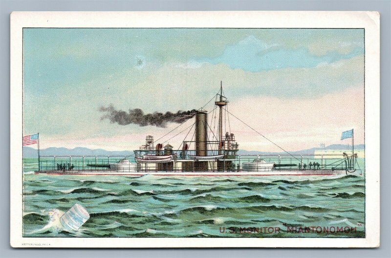 US MONITOR MIANTONOMOH SHIP VICTORIAN TRADE CARD CONDENSED MILK NEW YORK CITY