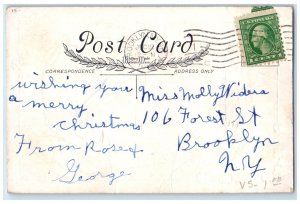 1915 Merry Christmas Woman Holding Gifts In Winter Holly Berries Posted Postcard