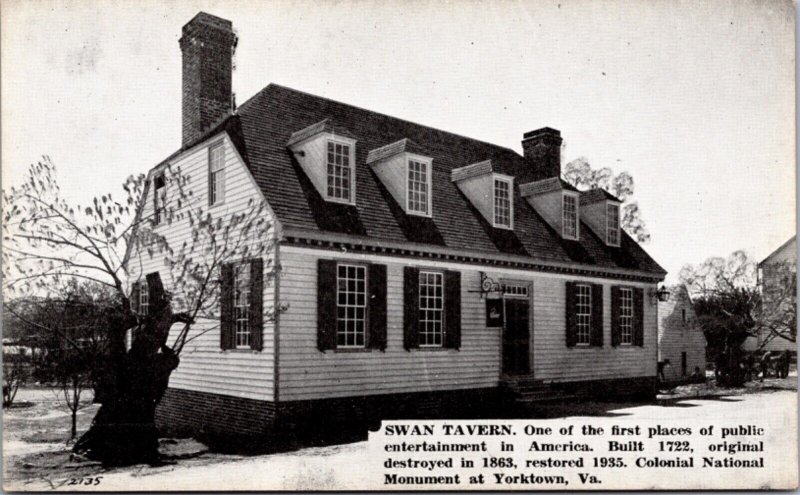 Postcard Swan Tavern at Colonial National Monument at Yorktown, Virginia