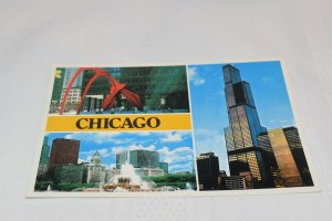Chicago Illinois Calder Stabile Buckingham Fountain Sears Tower Post Card