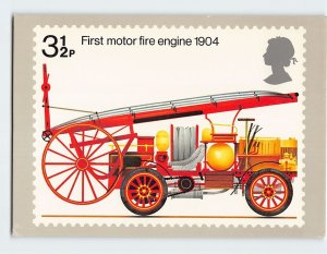 Postcard First motor fire engine 1904