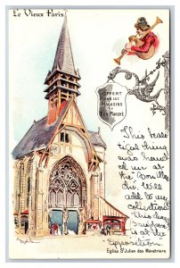 Church Saint Julien Of Minstrels Old Paris France UNP UDB Postcard C19