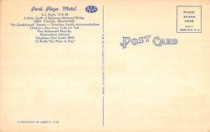 New Castle Delaware Park Plaza Motel Multiview Antique Postcard KK2032