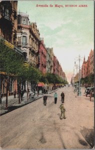 Argentina Buenos Aires Avenida de Mayo Vintage Postcard C141