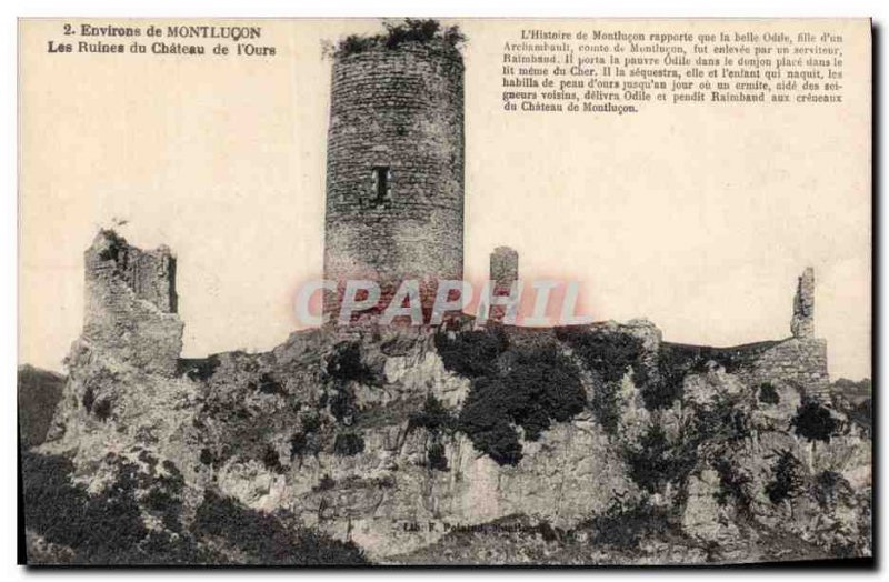 Postcard Old Castle Around Montlucon The ruins of the castle of & # 39ours