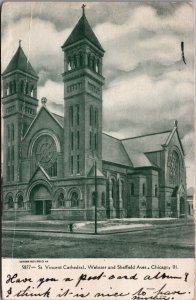 USA St Vincent Cathedral Webster and Sheffield Chicago Illinois Postcard C004