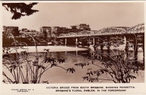Postcard RPPC Victoria Bridge from South Brisbane Australia