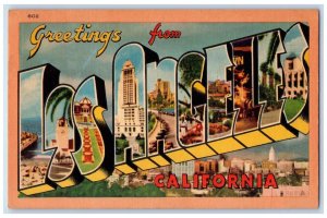 1948 Greetings From Los Angeles California CA, Large Letters Vintage Postcard 