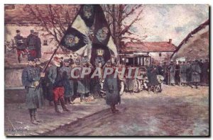 Old Postcard German Army Flag 87th regiment of & # 39infanterie Vassincourt M...