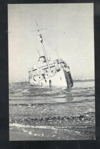 LONG BEACH WASHINGTON US ARMY TRANSPORT SHIP ARROW AGROUND OLD POSTCARD