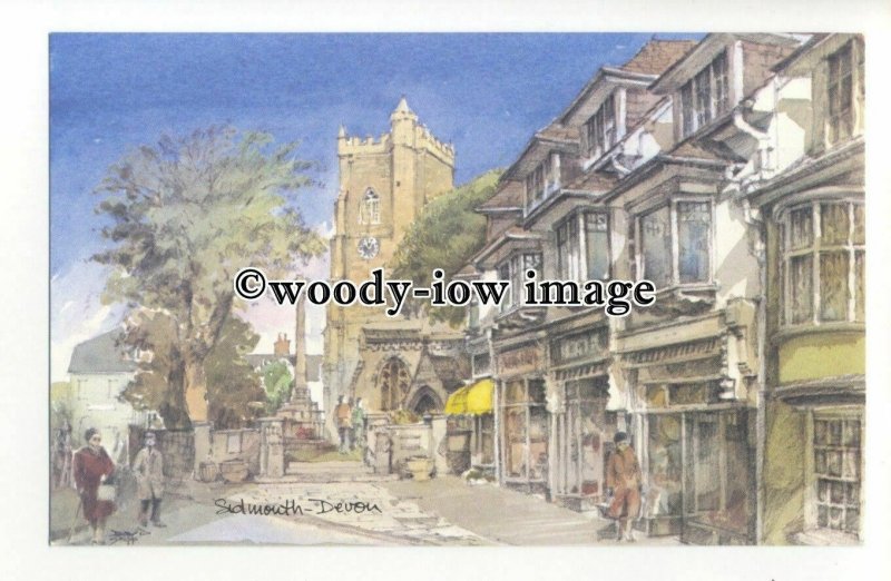 DS301 - Devon - Shops along Church St. Sidmouth, Artist - David Skipp - Postcard