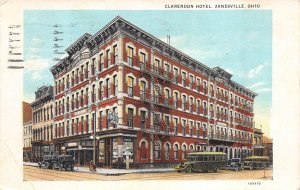 Zanesville Ohio 1932 Postcard Clarendon Hotel Bus