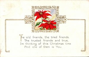 VINTAGE POSTCARD CHRISTMAS GREETINGS FLOWERS & LABEL MAILED TIPPEN ONTARIO 1931