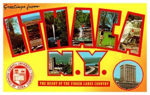 Postcard BIG LETTERS SCENE Ithaca New York NY AR4683