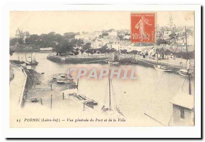 Pornic Old Postcard General view of the port and the city