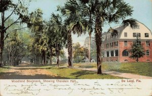 Woodland Blvd., Showing Chandoin Hall, De Land Florida, 1908 Postcard, Used